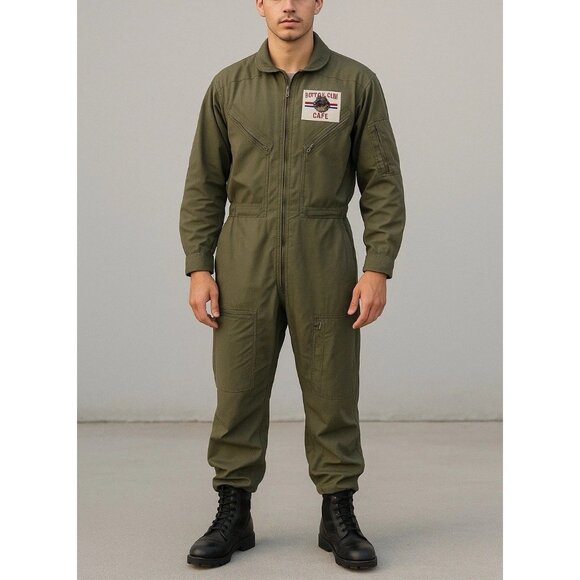 Flight Suit Ltd. Coveralls Flyers Mens Green US Military Jumpsuit Large Long - Picture 1 of 12
